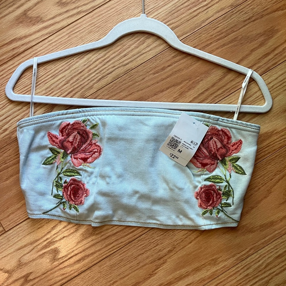 Floral Embroidered Tube Top